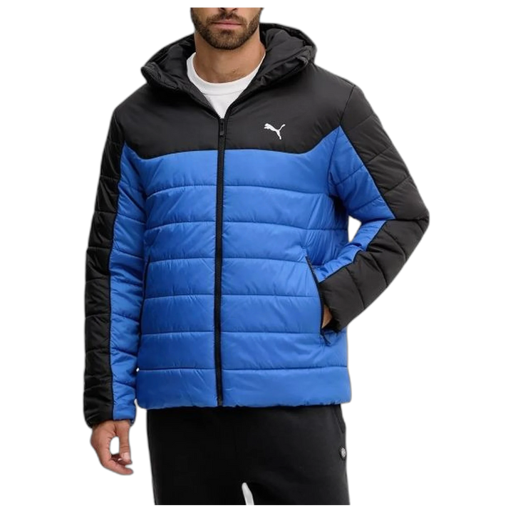 Campera Puma ESS Hooded Padded Jacket Hombre Azul Negro